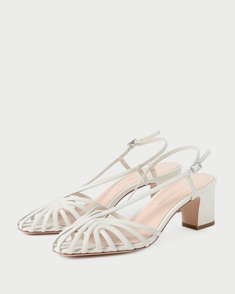 Priscilla Cream Heeled Sandal in cream leather