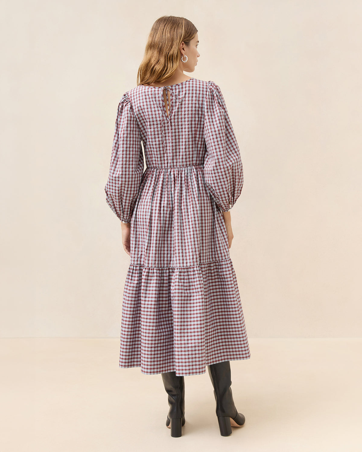 Color: Light Blue/Maroon Mini Plaid