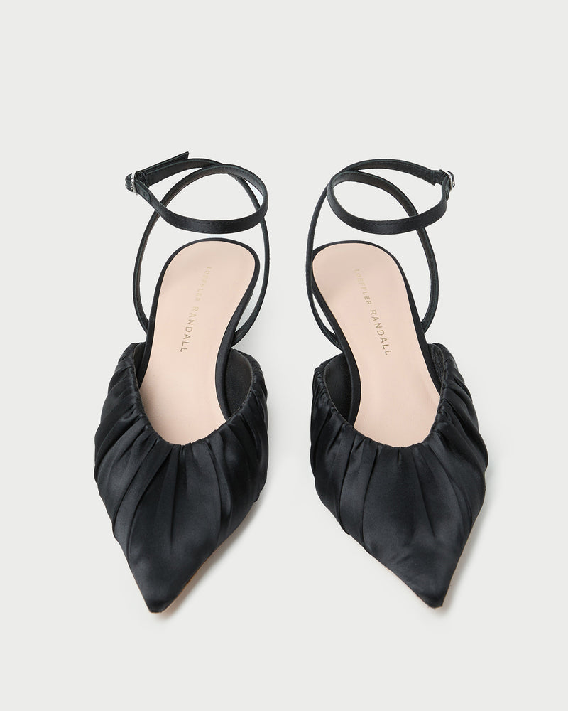 Rio Black Satin Kitten Heel in black satin.
