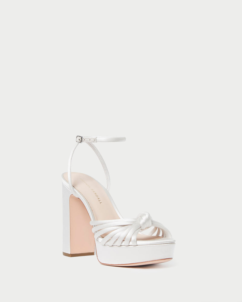 Rivka Cream Knot Platform Sandal in cream satin