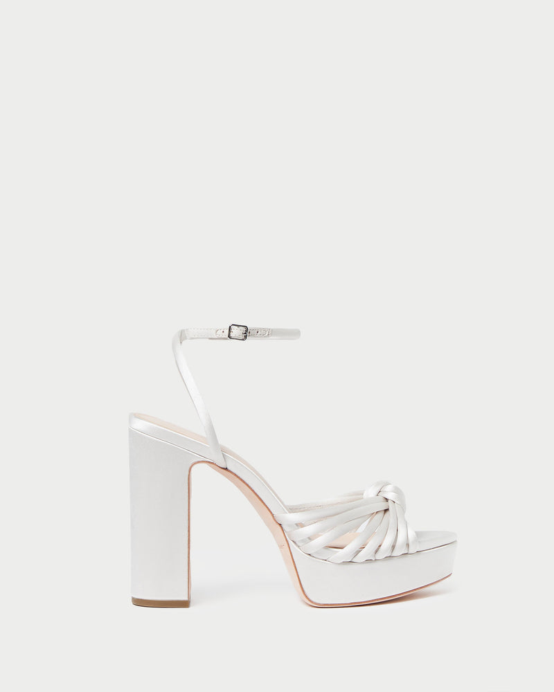 Rivka Cream Knot Platform Sandal in cream satin
