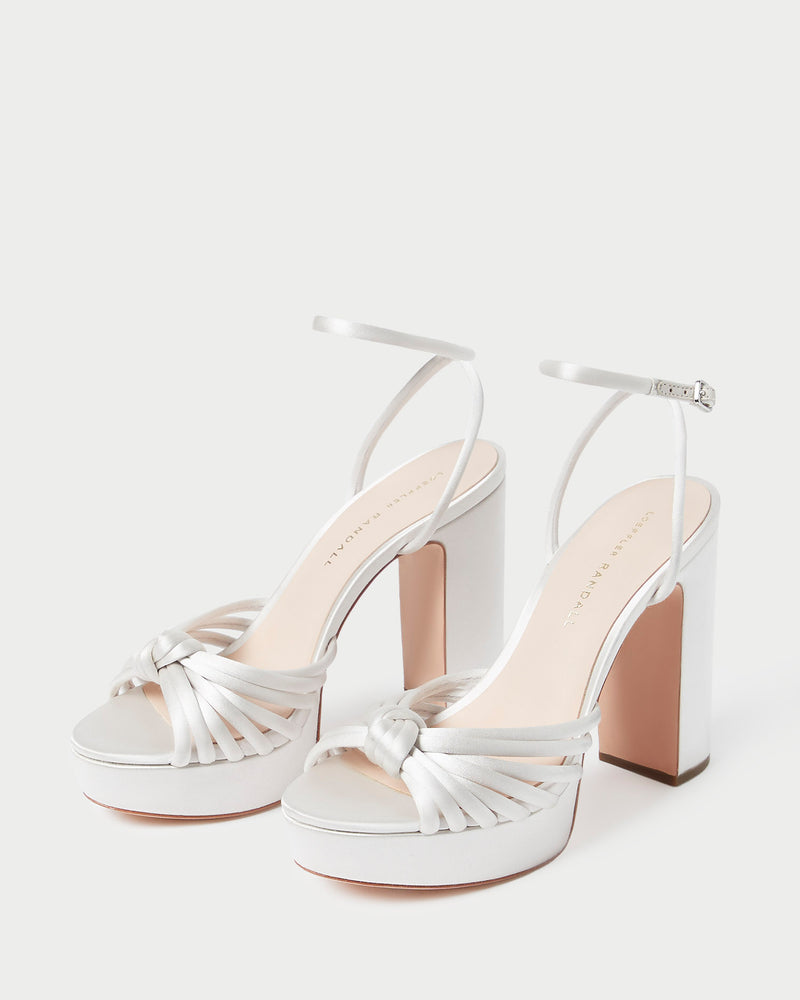 Rivka Cream Knot Platform Sandal in cream satin