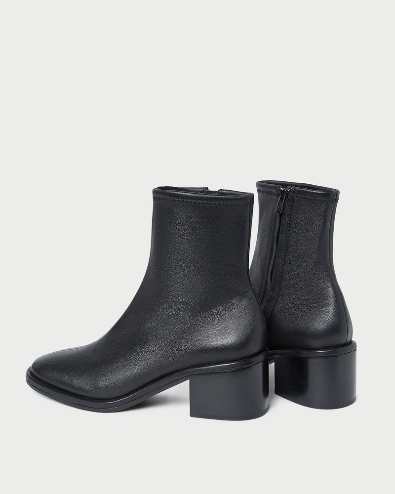 Roxy Black Leather Ankle Bootie in black leather.