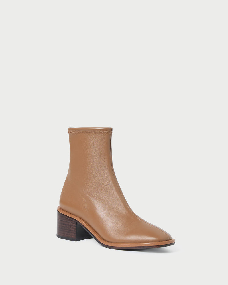 Roxy Safari Leather Ankle Bootie in safari brown leather.