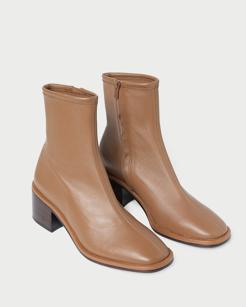 Roxy Safari Leather Ankle Bootie in safari brown leather.