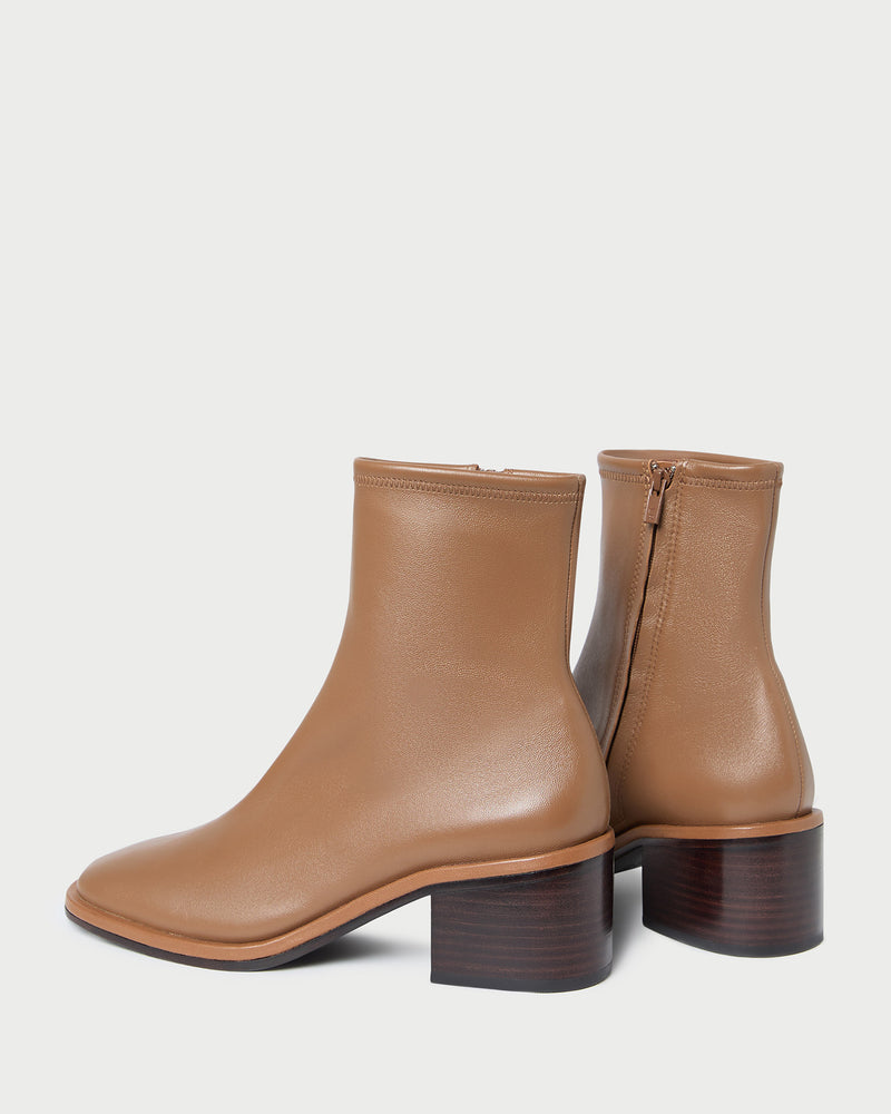 Roxy Safari Leather Ankle Bootie in safari brown leather.