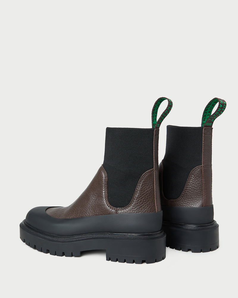 Suri Brown Leather Weather Boot in brown leather.