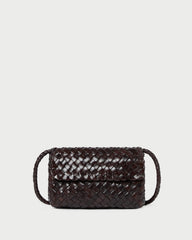 Vinnie Chocolate Woven Leather Crossbody | Handbags