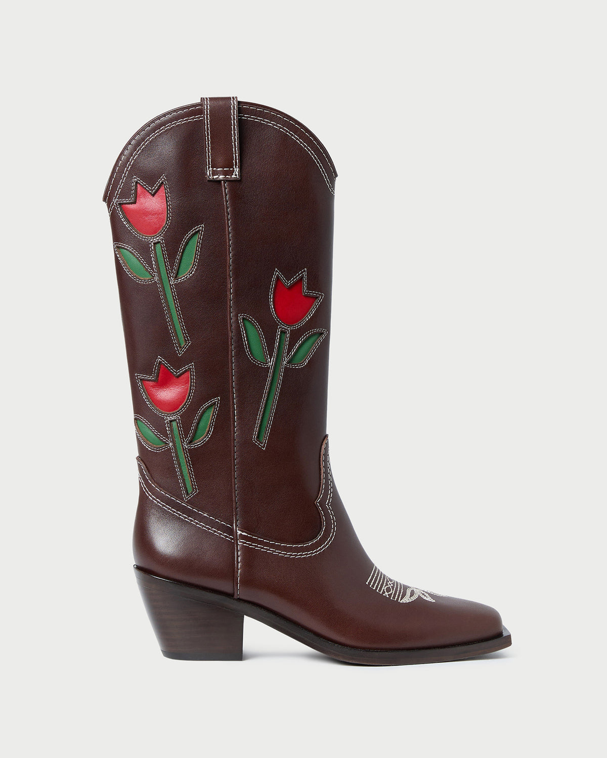 Wilder Espresso Leather Tulip Boot in espresso brown leather.