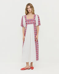 red flower embroidered dress Gloria Floral Embroidery Strapless Maxi Dress, Pink S