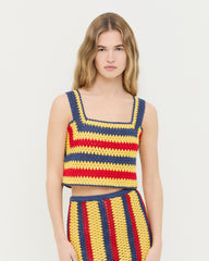 Prescott Yellow/Navy/Red Crochet Top | Tops | Apparel