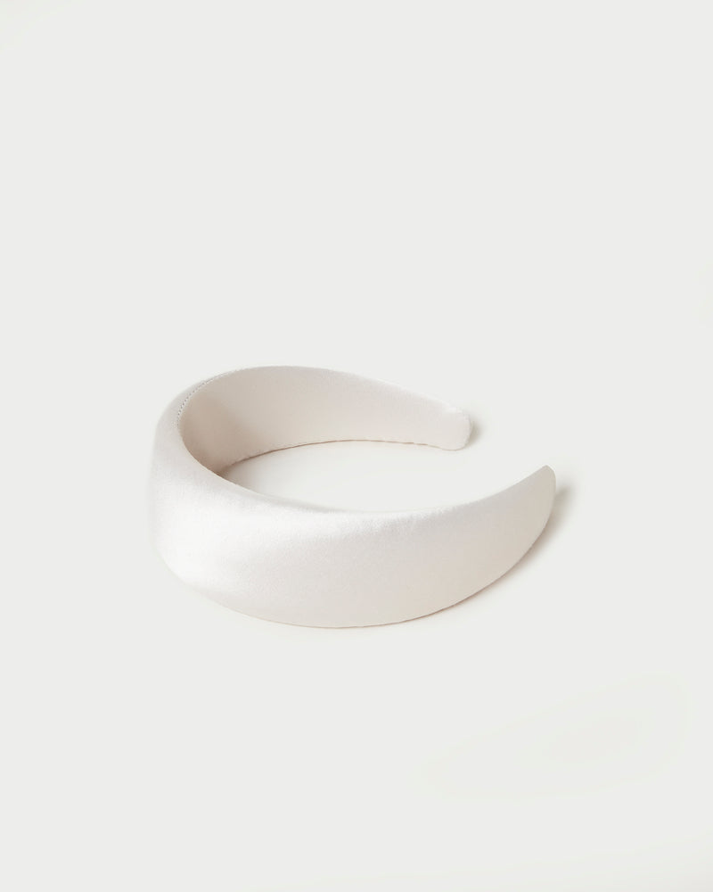 Bellamy Cream Satin Headband in cream Italian satin