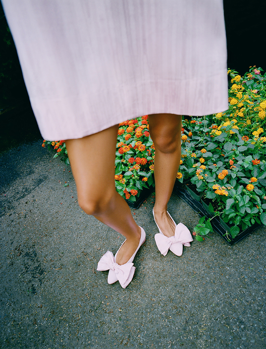 Noa Pink Moiré Bow Flat and Willy Mini Dress in pink moiré - Loeffler Randall