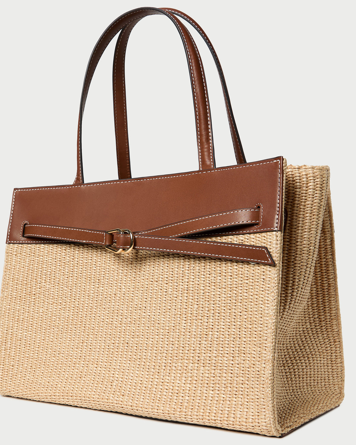 Aidan Natural Straw Work Tote in chunky woven fabric.