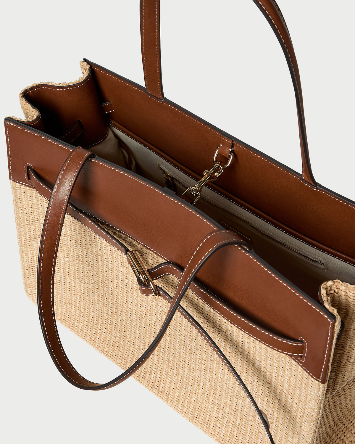 Aidan Natural Straw Work Tote in chunky woven fabric.