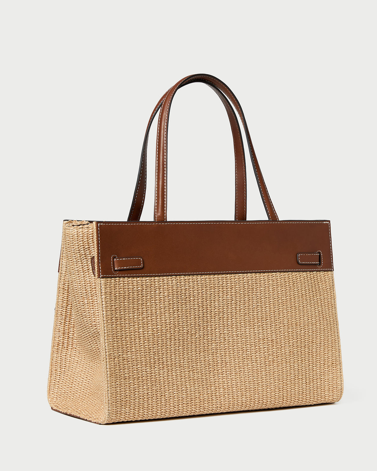 Aidan Natural Straw Work Tote in chunky woven fabric.