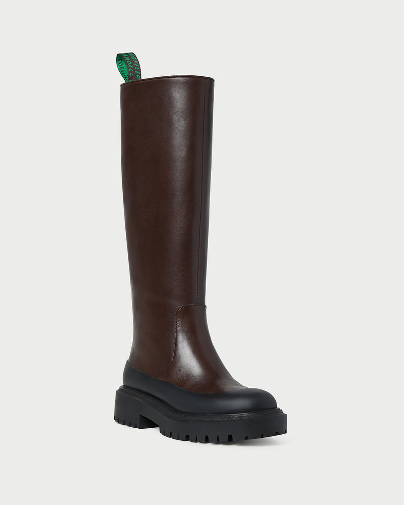 Alba Brown Leather Lug Boot in brown vachetta leather.