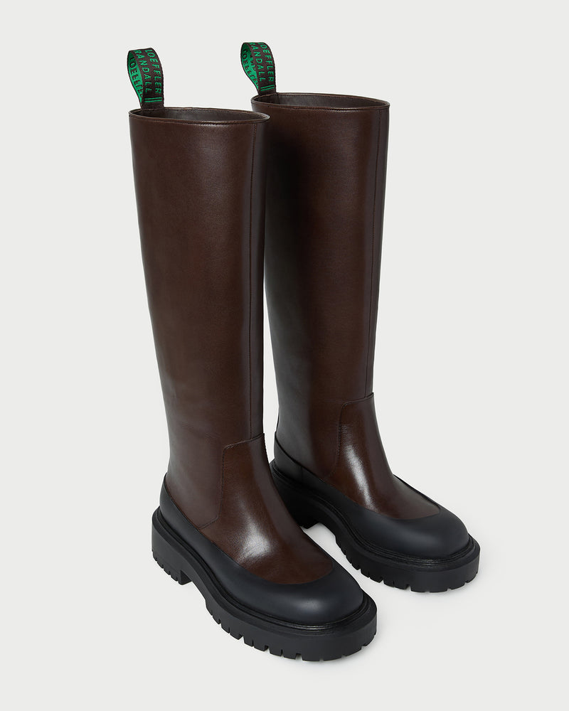 Alba Brown Leather Lug Boot in brown vachetta leather.