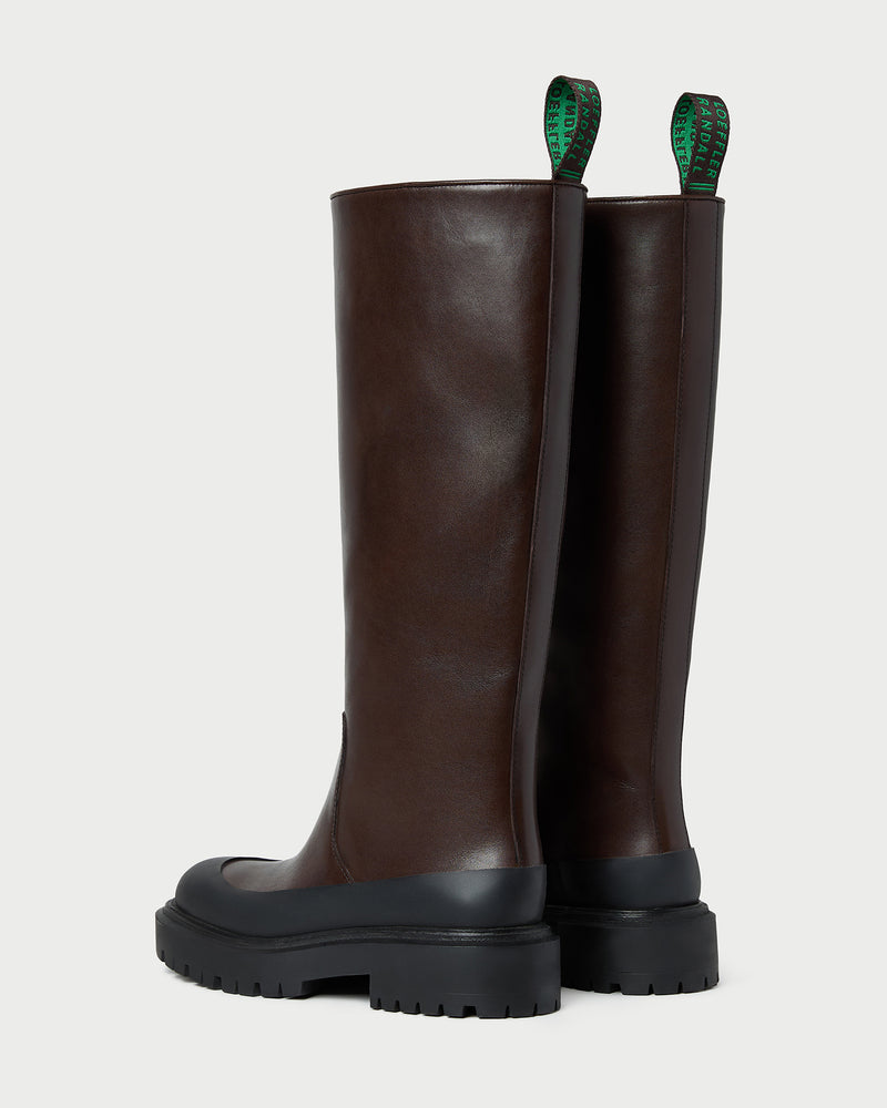 Alba Brown Leather Lug Boot in brown vachetta leather.