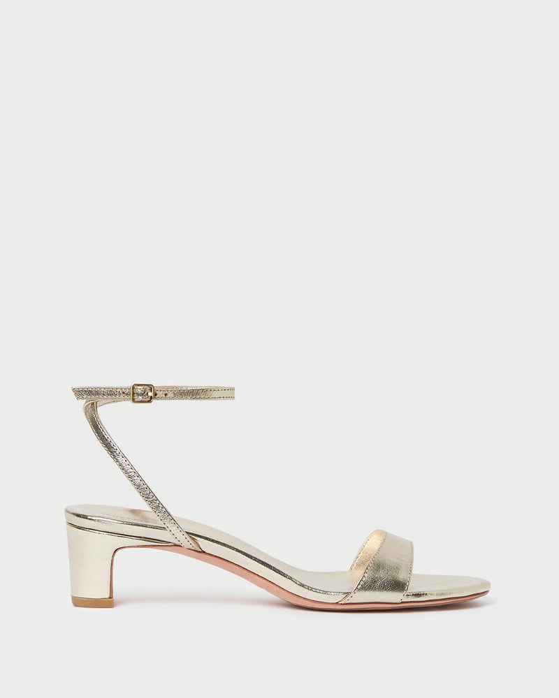 Alice Champagne Leather Sandal in champagne Italian metallic leather