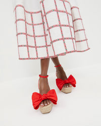 Angelina Red Moiré Bow Wedge