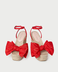 Angelina Red Moiré Bow Wedge