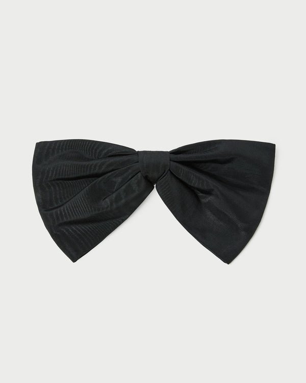 Auden Black Bow Hair Clip in black moiré.
