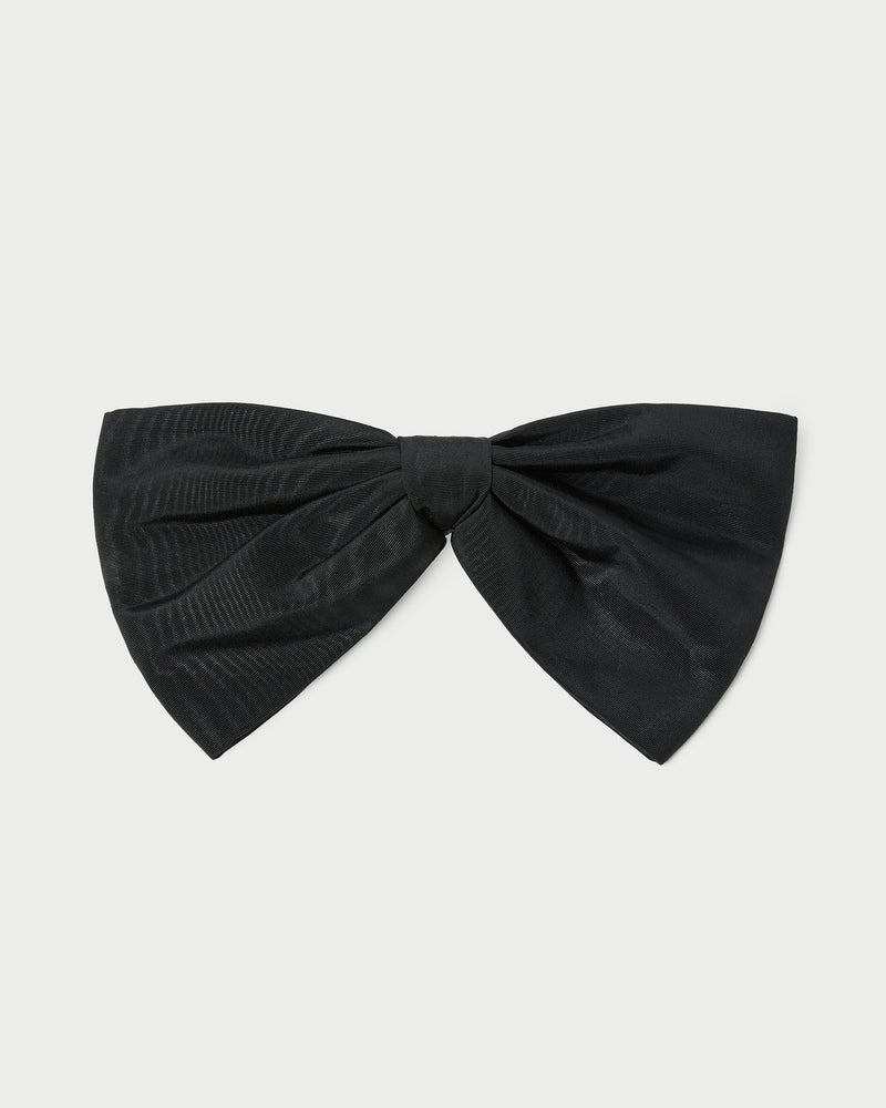 Auden Black Bow Hair Clip in black moiré.