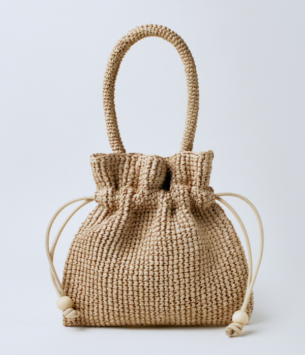 Kylie Natural Raffia Drawstring Pouch - Loeffler Randall