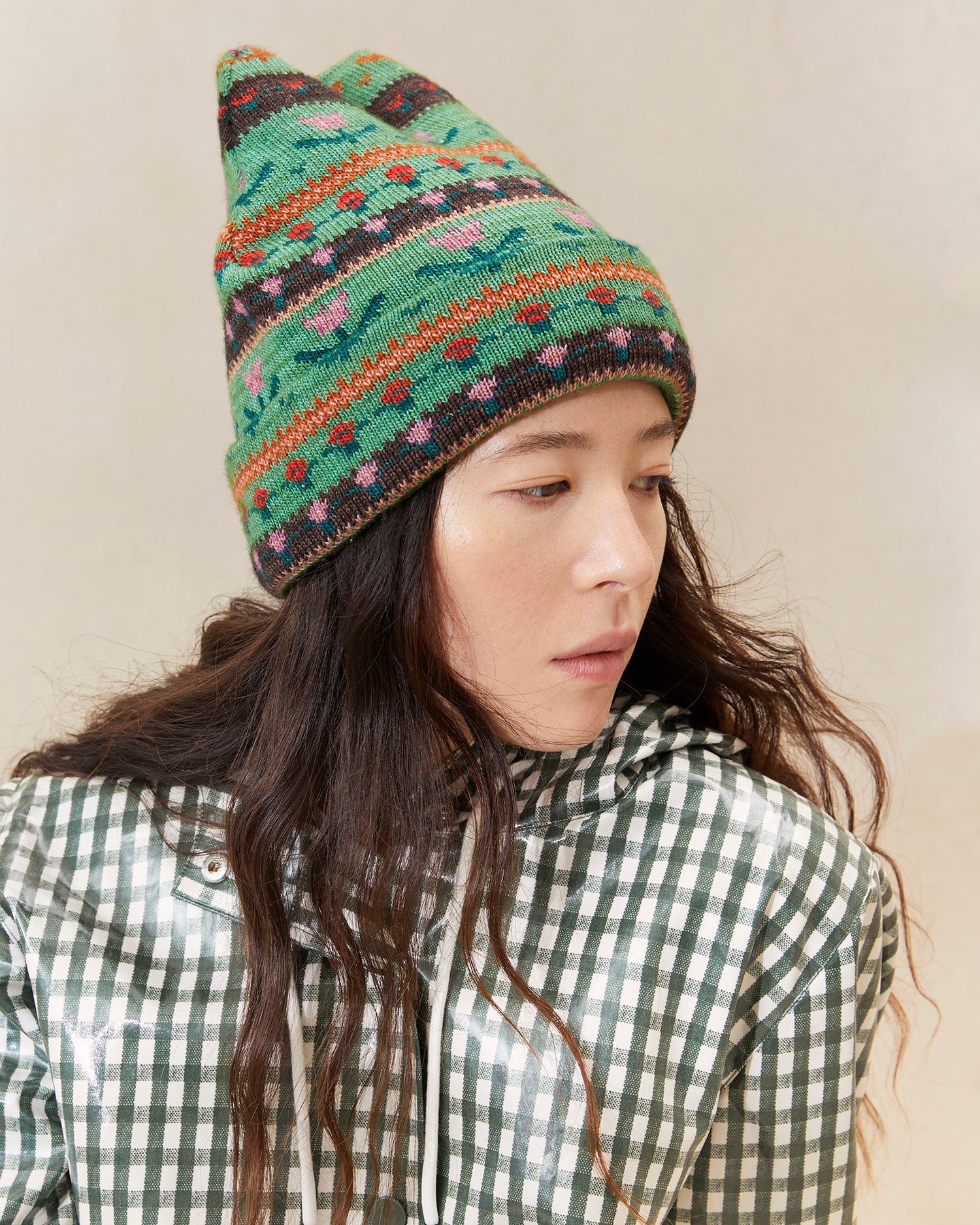 Loeffler Randall Checker Knit Beanie