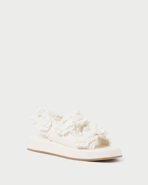 Blaise White Leather Platform Sandal l Flat - Loeffler Randall