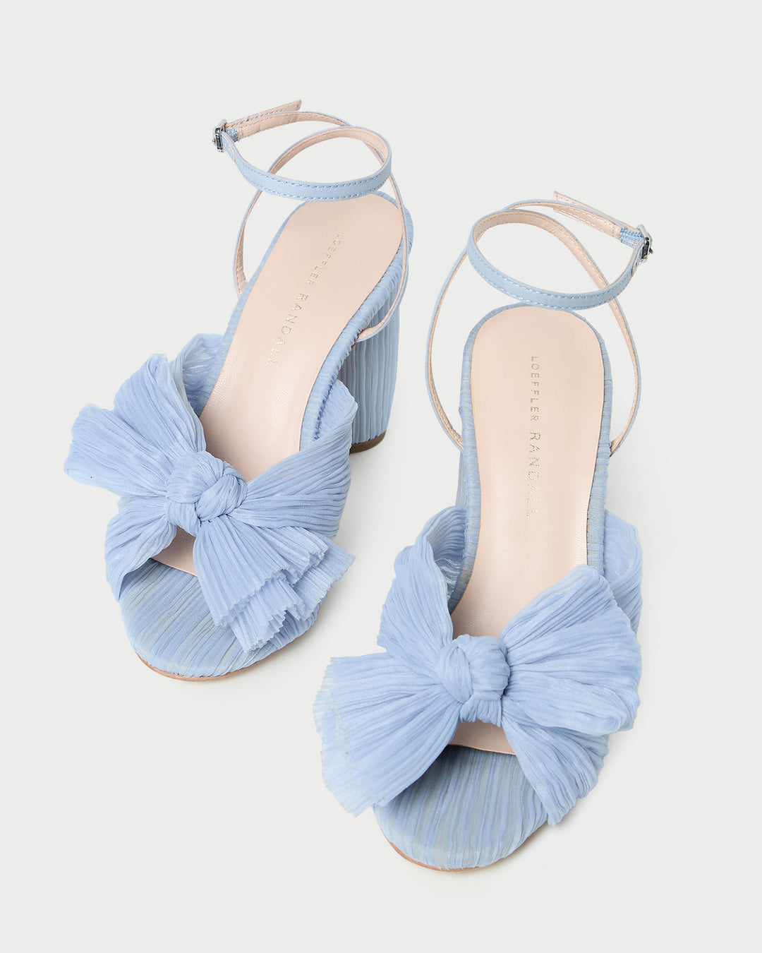 camellia blue bow heel