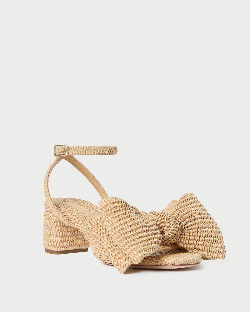 Carmen Natural Bow Sandal in natural raffia.