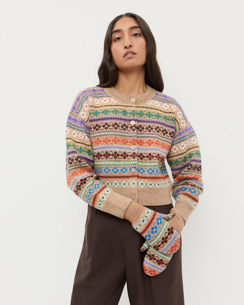 Cassie Camel Intarsia Wool Mitten