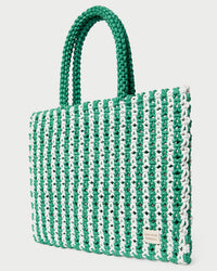 Celia White/Green Stripe Tote Bag