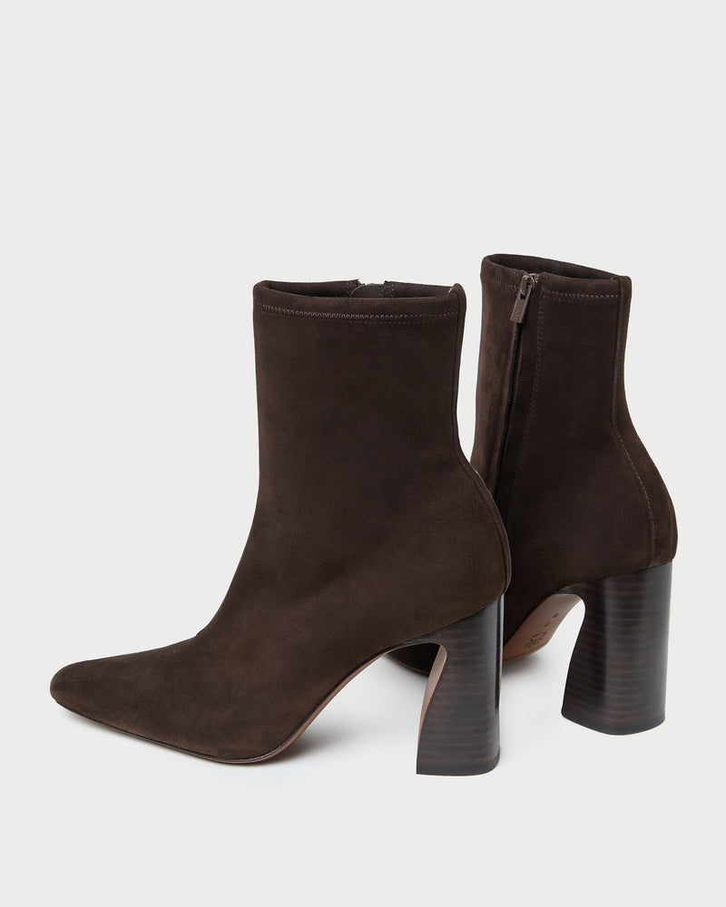 Chloe Brown Suede Ankle Boot in brown suede.