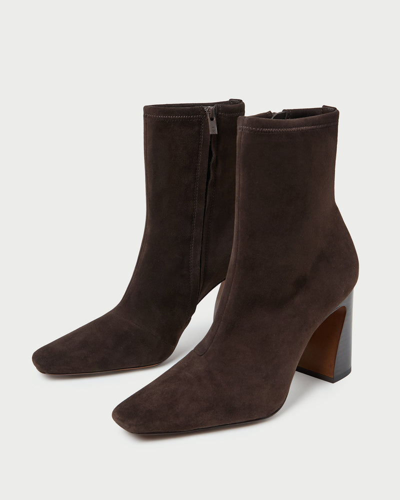 Chloe Brown Suede Ankle Boot in brown suede.
