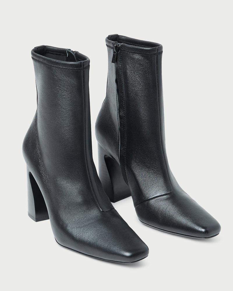 Chloe Black Leather Ankle Boot in black stretch leather.