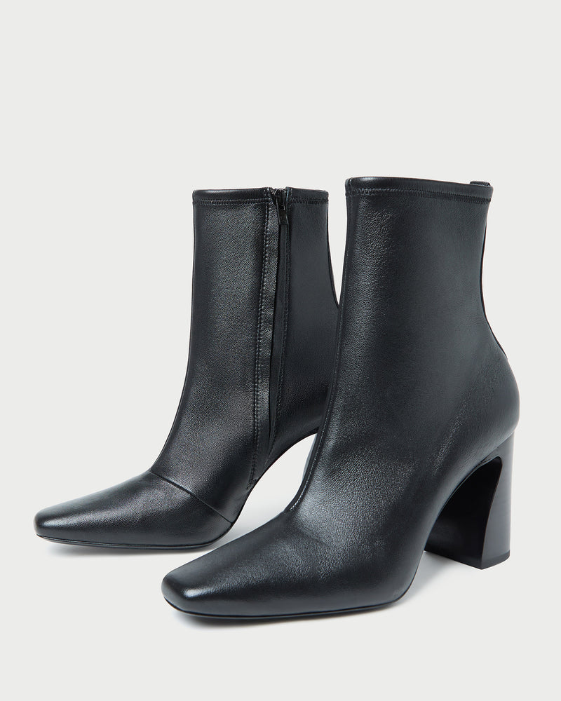 Chloe Black Leather Ankle Boot in black stretch leather.