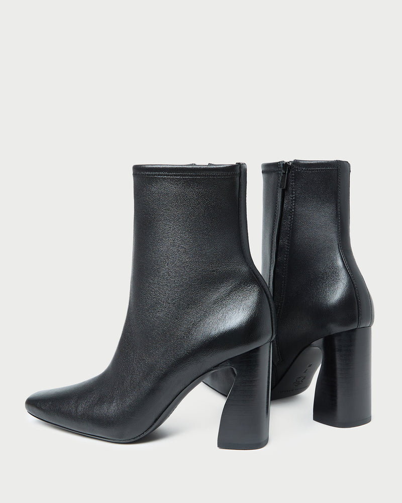Chloe Black Leather Ankle Boot in black stretch leather.