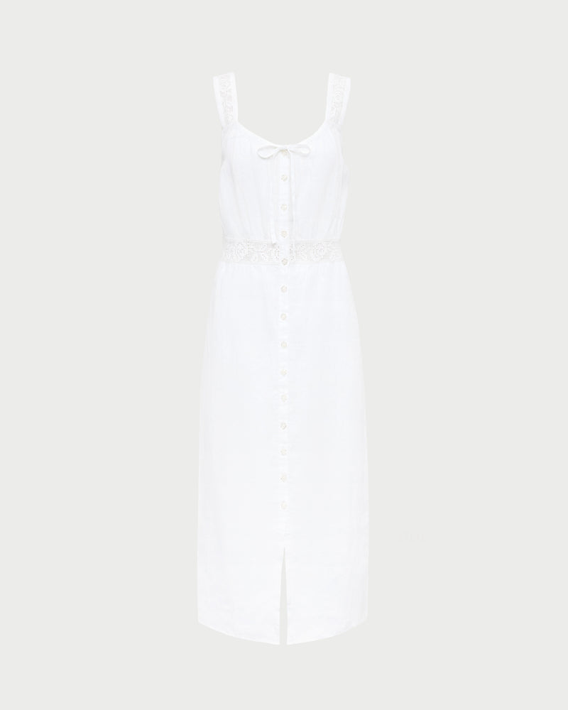 Clarissa Dress in white linen.