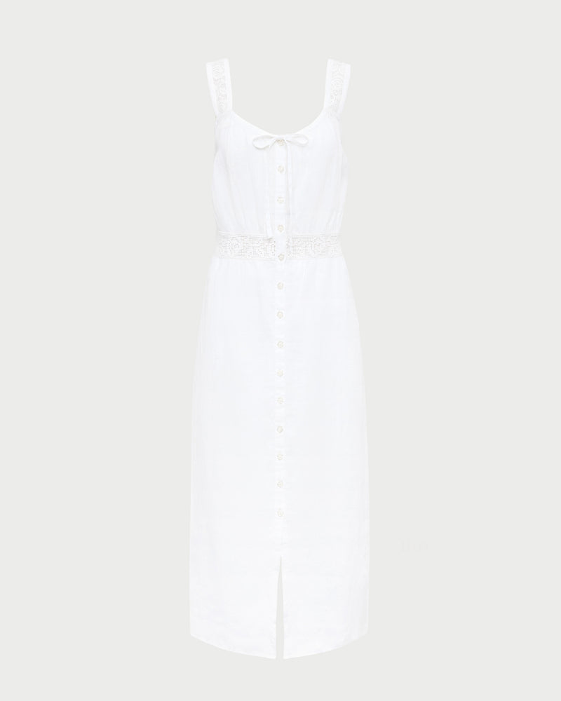 Clarissa Dress in white linen.