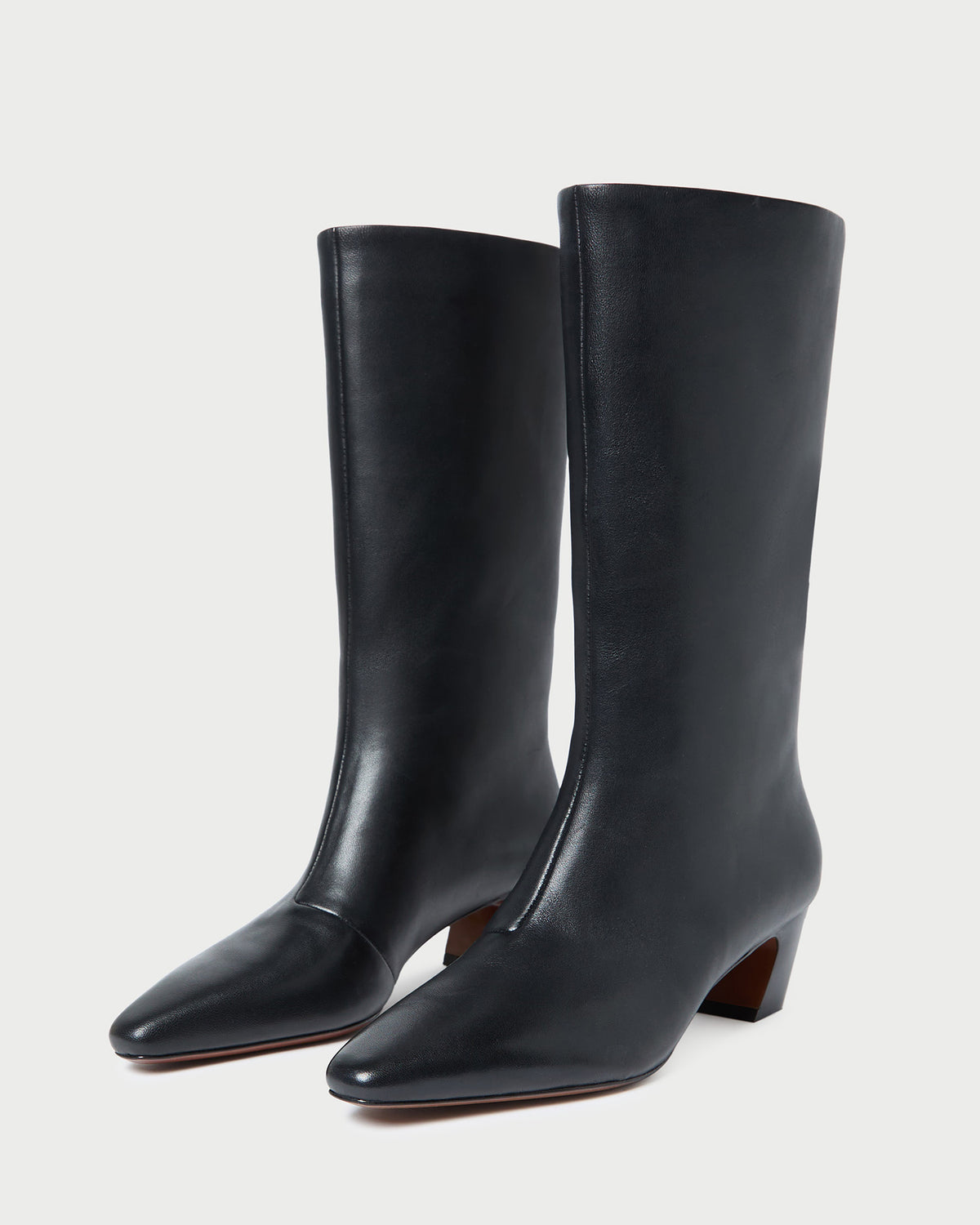 Cleo Black Leather Mid-Calf Boot in black leather.