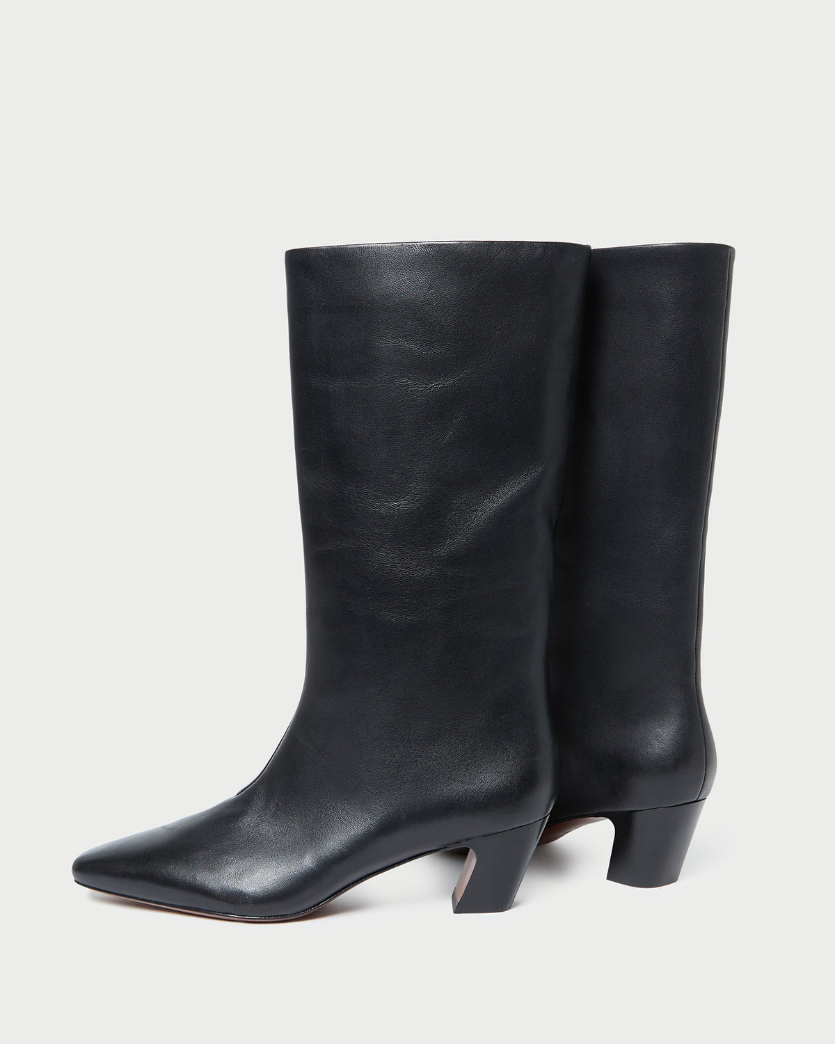 Cleo Black Leather Mid-Calf Boot in black leather.