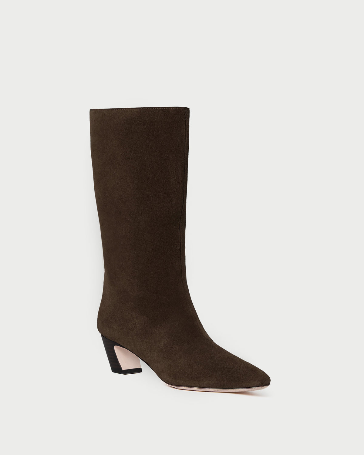 Cleo Brown Suede Mid-Calf Boot in brown suede