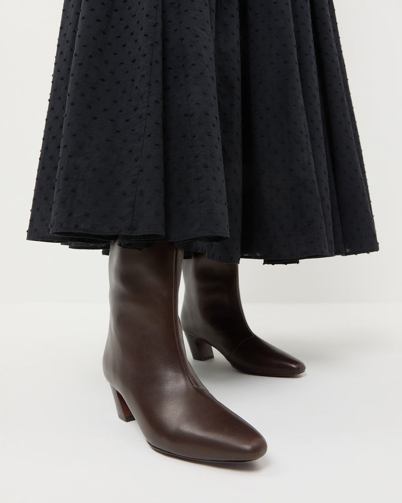 Cleo Brown Leather Mid-Calf Boot in brown nappa leather.