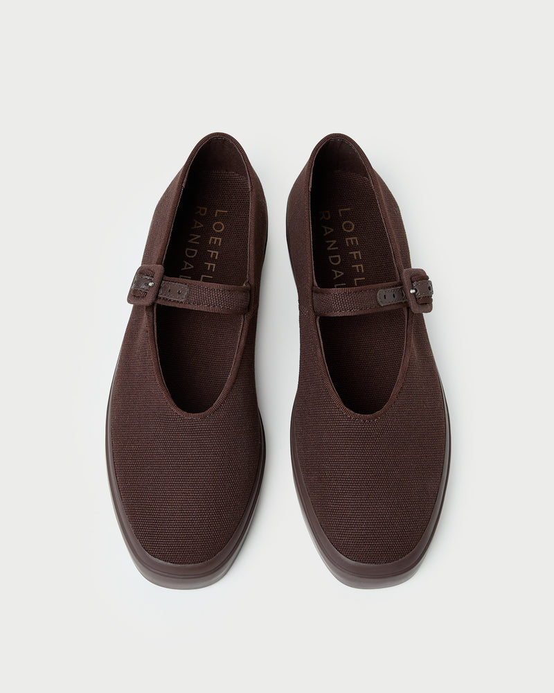 Cooper Dark Brown Mary Jane Sneaker in brown canvas.