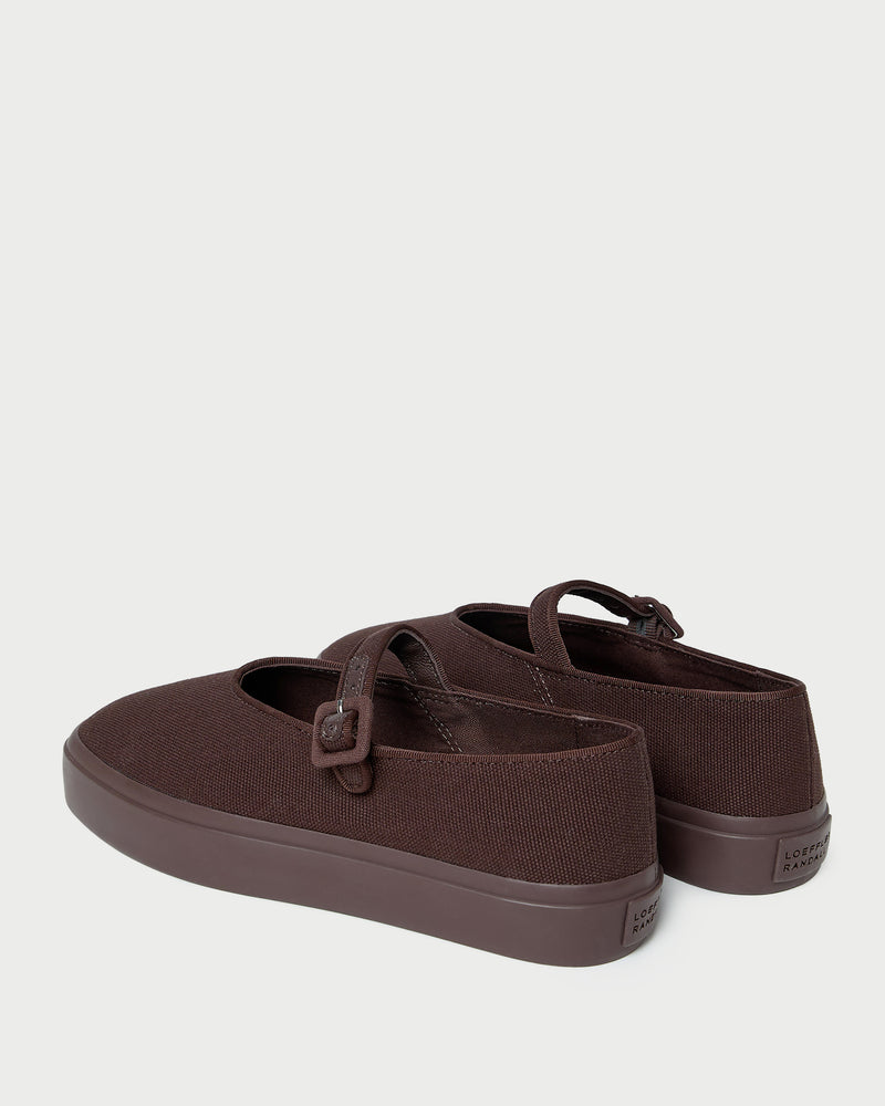 Cooper Dark Brown Mary Jane Sneaker in brown canvas.