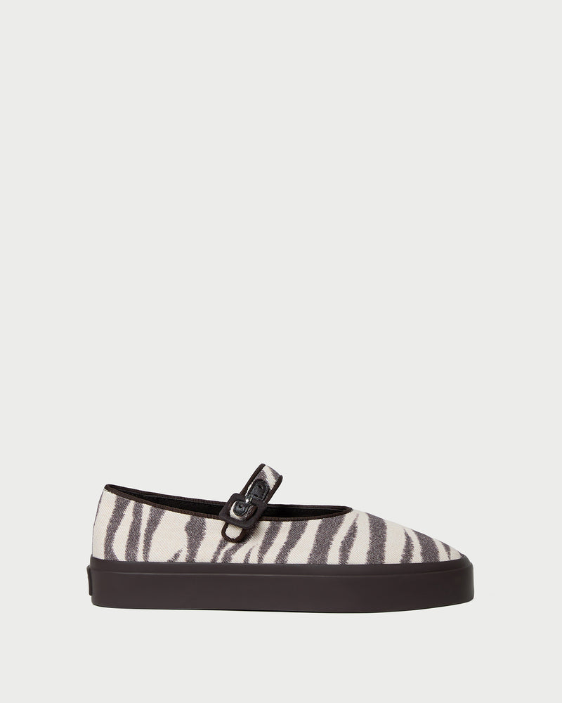 Cooper Mary Jane sneaker in dark brown zebra canvas