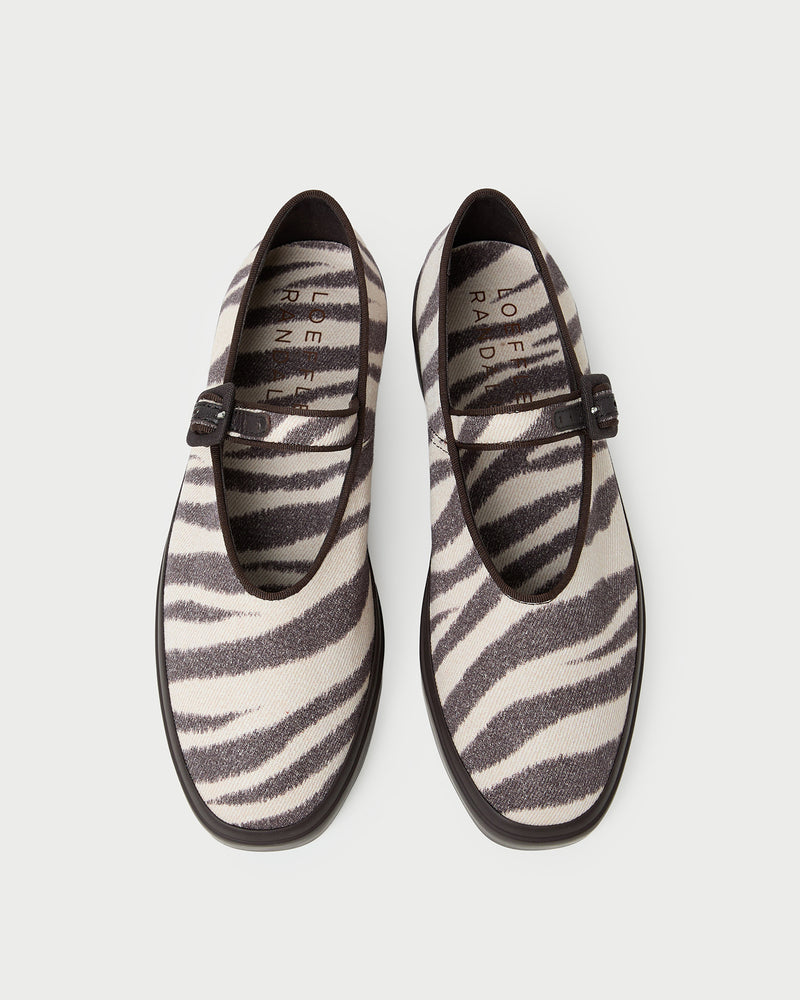 Cooper Mary Jane sneaker in dark brown zebra canvas